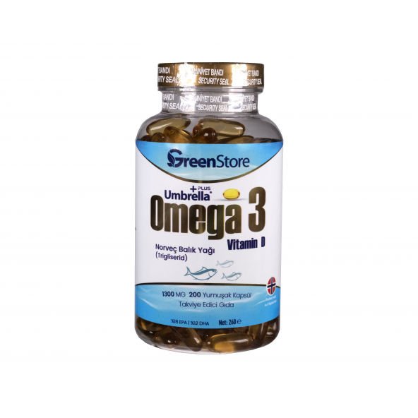 Green Store Umbrella Plus Omega 3 Norveç Balık Yağı 1300 mg 200 Kapsül