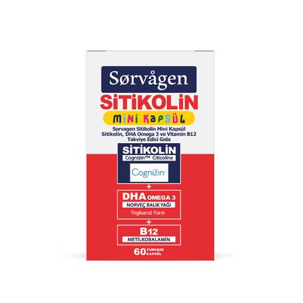 Sorvagen Smart Kids Sitikolin DHA Omega 3 Norveç Balık Yağı B12 60 Kapsül